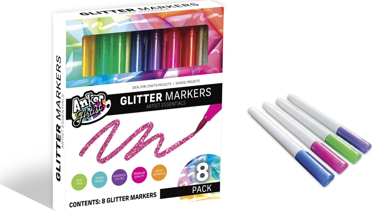 8pc Glitter Markers