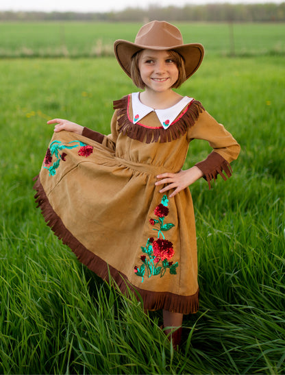 Annie The Sharpshooter Dress, Brown (Size 5-6)