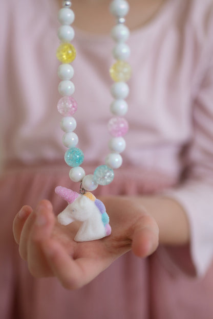 White Unicorn Necklace & Bracelet Set