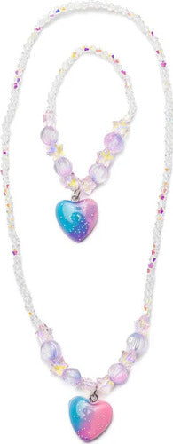 Galaxy Heart Necklace and Bracelet Set