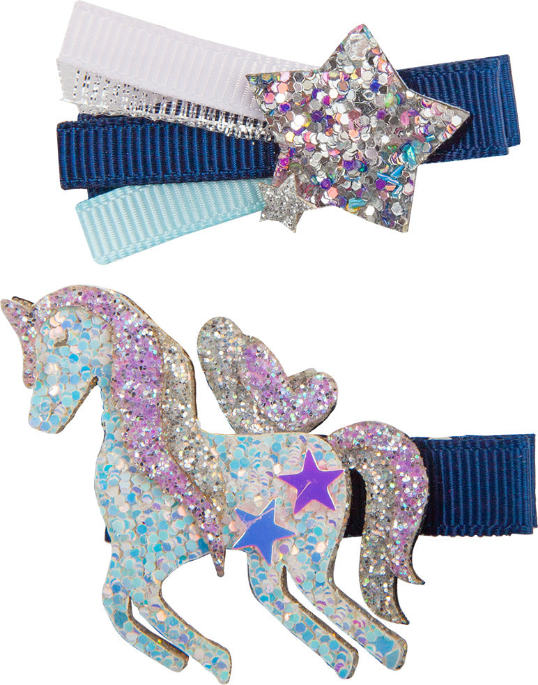 Boutique Navy Unicorn Star Hairclips (assorted)
