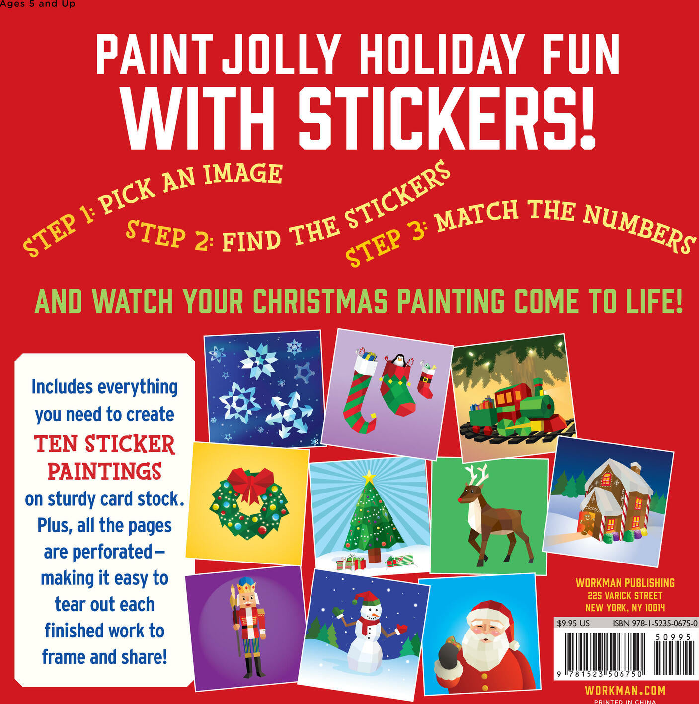 Paint by Sticker Kids: Christmas: Create 10 Pictures One Sticker at a Time! Includes Glitter Stickers