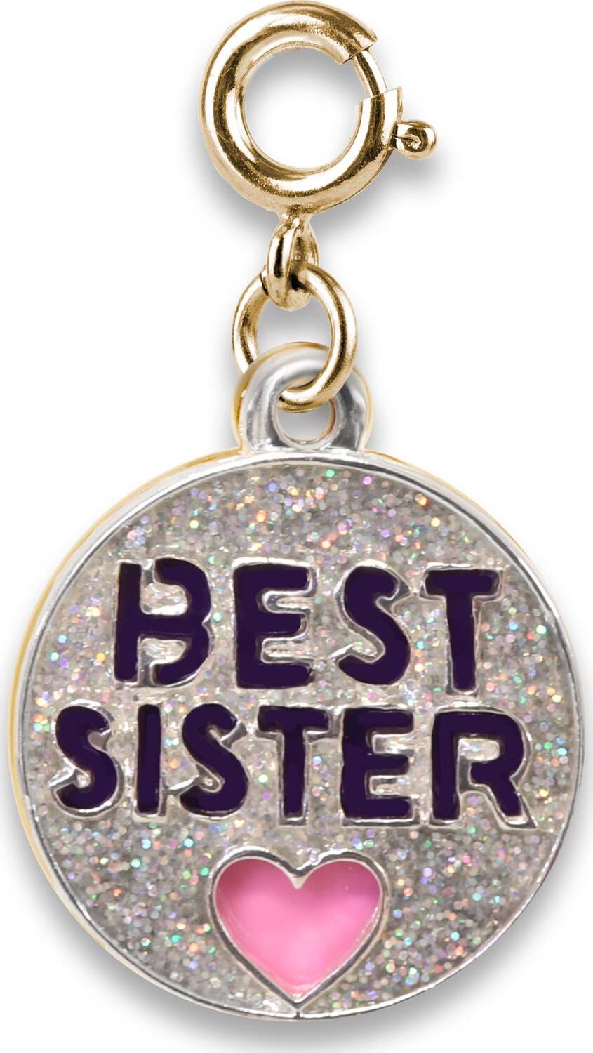 Gold Glitter Best Sister Charm