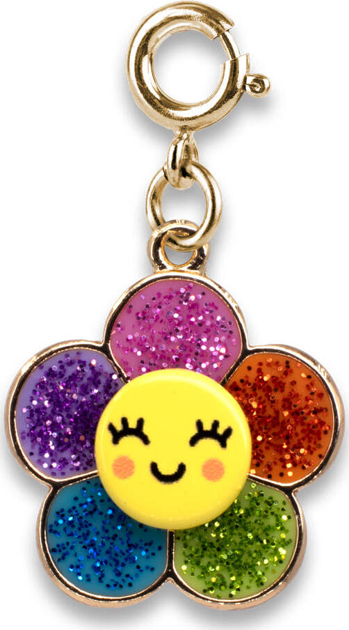 Gold Glitter Happy Flower Charm