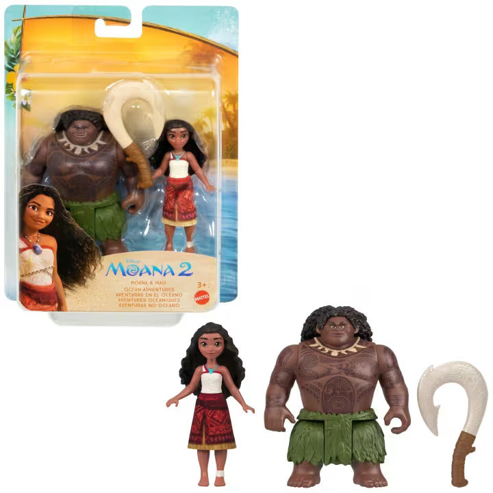 Disney Moana 2 Moana & Maui Ocean Adventures 2-Pack Small Dolls & Accessory Set