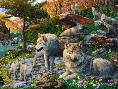 Wolves in Spring (1500 Piece Puzzle)