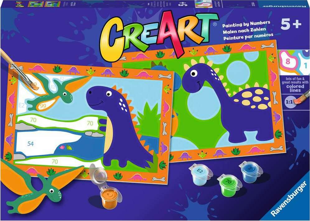 CreArt Jr: Paint-By-Number -  Land of the Dinosaurs (2 images) Age 5+