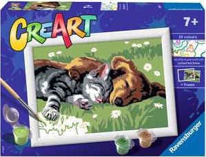 CreArt: Paint-By-Number Sleeping Cat and Dog 5x7