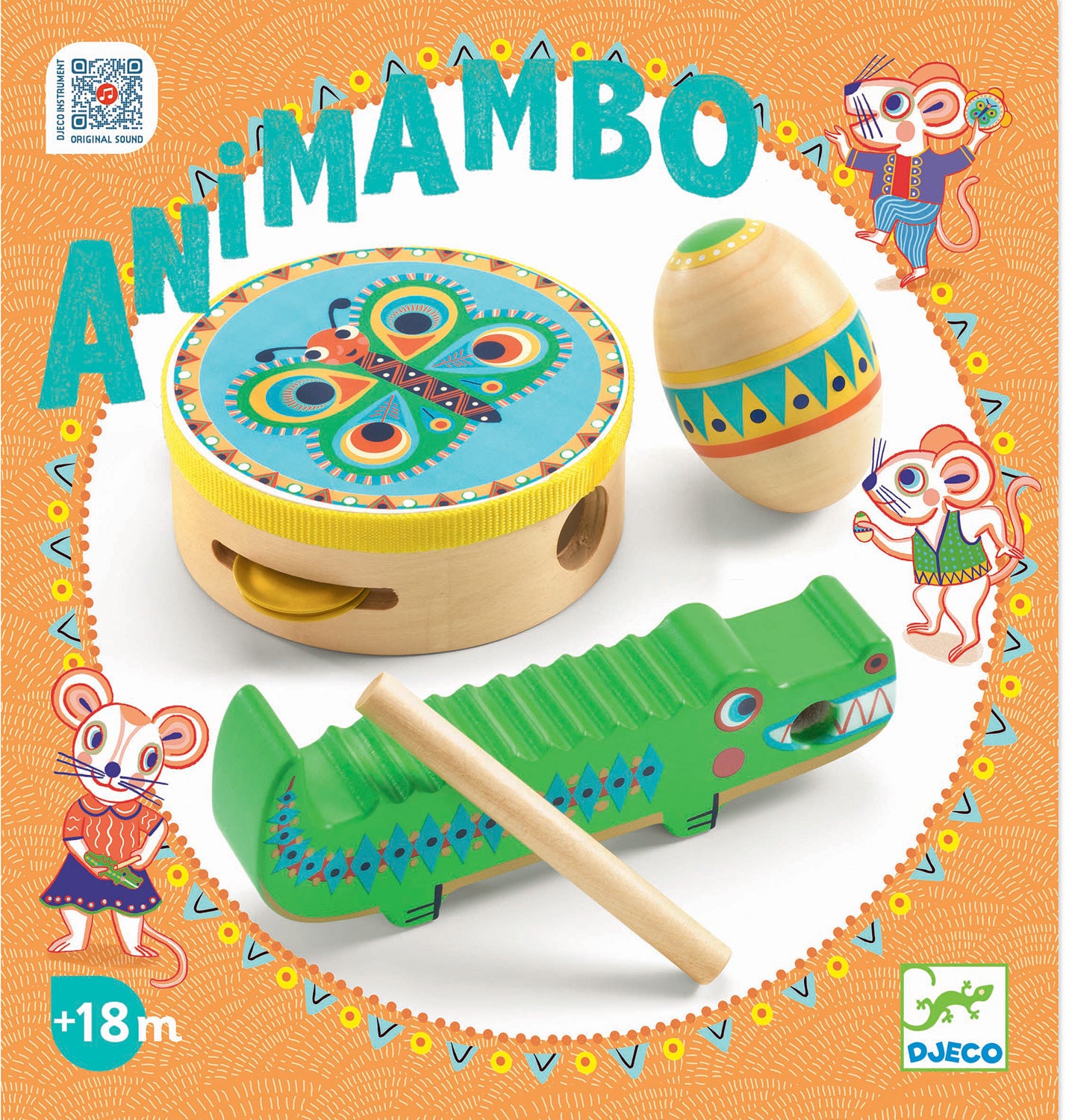 Animambo - 3 Piece Music Set - Guiro, Maracas, Tambourine