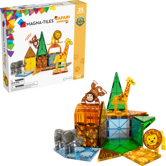 MAGNA-TILES Safari Animals 25-Piece Magnetic Construction Set, The ORIGINAL Magnetic Building Brand