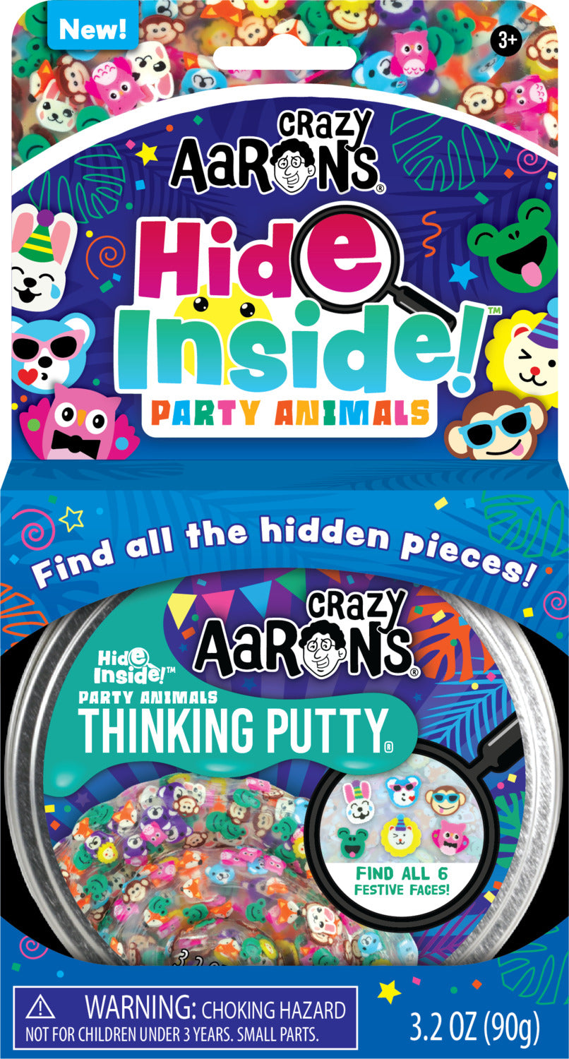 Party Animal Hide Inside 4" Thinking Putty Tin