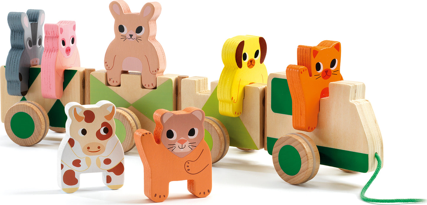 Trainimo Farm Wooden Pull-Along Activity Toy