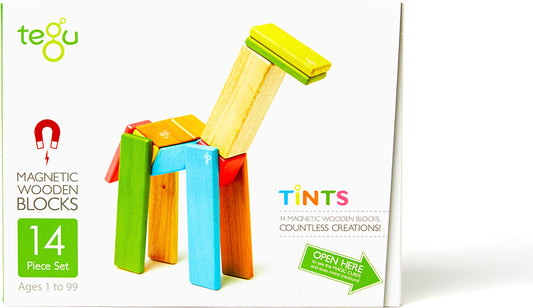 Tegu Tints Magnetic Wooden Blocks 14 Piece Set