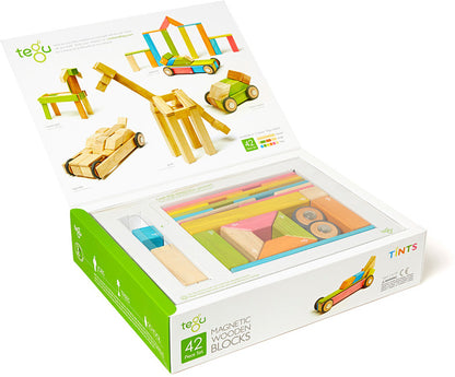 Tegu Tints Magnetic Wooden Blocks 42 Piece Set