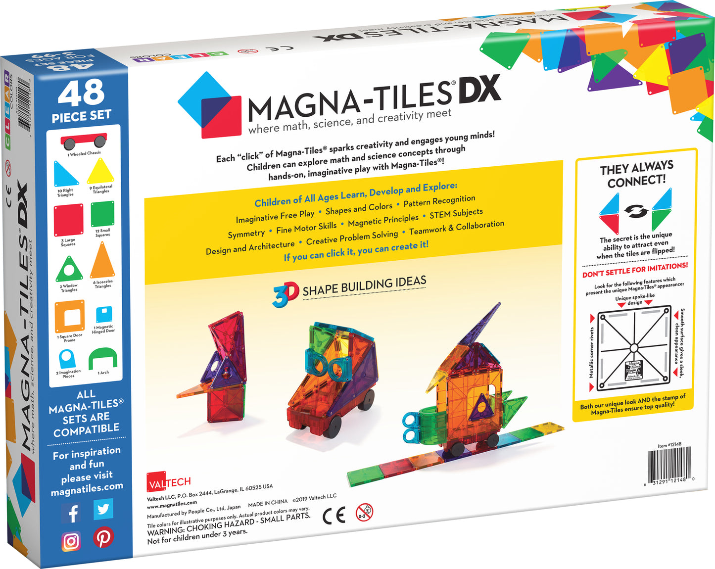 Magna-Tiles Clear Colors 48 Piece Dx Set